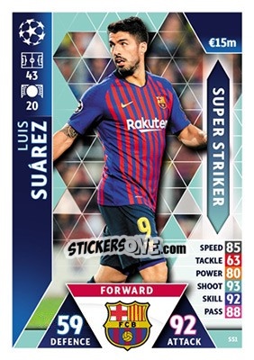 Sticker Luis Suarez - UEFA Champions League 2018-2019. Match Attax n. SS1 - Topps
