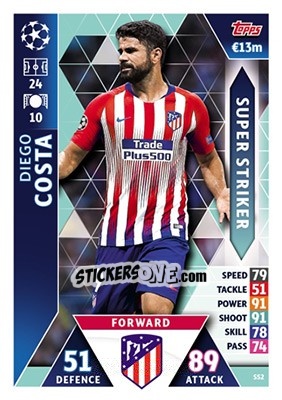 Sticker Diego Costa - UEFA Champions League 2018-2019. Match Attax n. SS2 - Topps