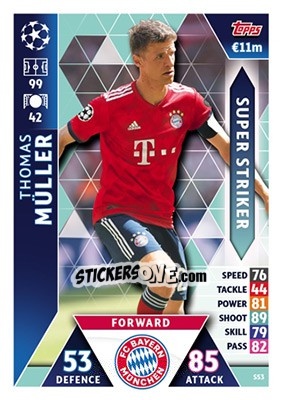Sticker Thomas Muller - UEFA Champions League 2018-2019. Match Attax n. SS3 - Topps
