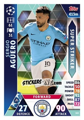 Sticker Sergio Aguero - UEFA Champions League 2018-2019. Match Attax - Topps