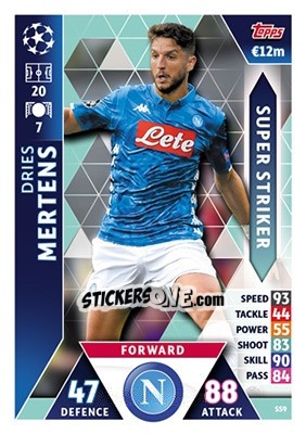 Sticker Dries Mertens - UEFA Champions League 2018-2019. Match Attax n. SS9 - Topps