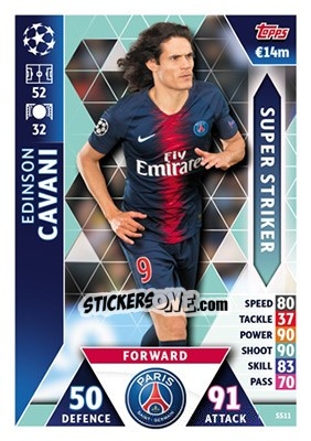 Sticker Edinson Cavani - UEFA Champions League 2018-2019. Match Attax n. SS11 - Topps