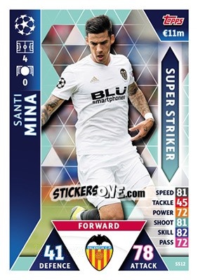 Sticker Santi Mina - UEFA Champions League 2018-2019. Match Attax n. SS12 - Topps