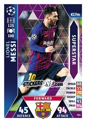 Sticker Lionel Messi - UEFA Champions League 2018-2019. Match Attax n. SU2 - Topps