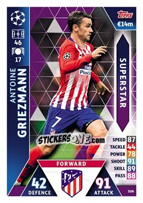 Sticker Antoine Griezmann - UEFA Champions League 2018-2019. Match Attax n. SU4 - Topps