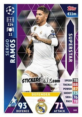 Sticker Sergio Ramos - UEFA Champions League 2018-2019. Match Attax n. SU5 - Topps