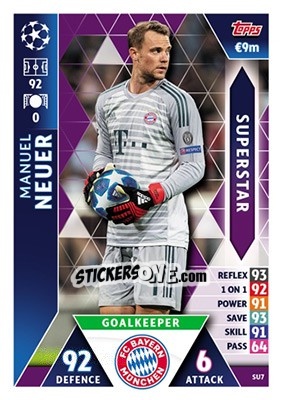 Sticker Manuel Neuer - UEFA Champions League 2018-2019. Match Attax n. SU7 - Topps
