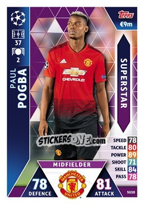 Sticker Paul Pogba - UEFA Champions League 2018-2019. Match Attax n. SU10 - Topps