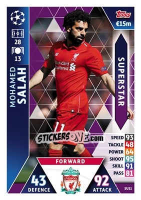 Sticker Mohamed Salah - UEFA Champions League 2018-2019. Match Attax n. SU11 - Topps