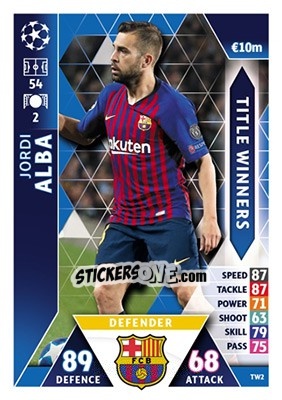 Sticker Jordi Alba - UEFA Champions League 2018-2019. Match Attax n. TW2 - Topps