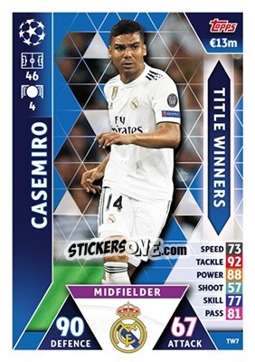 Sticker Casemiro - UEFA Champions League 2018-2019. Match Attax n. TW7 - Topps
