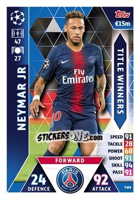 Sticker Neymar Jr - UEFA Champions League 2018-2019. Match Attax n. TW9 - Topps