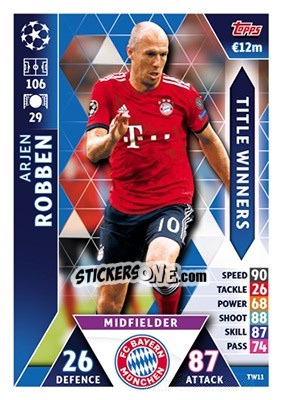 Sticker Arjen Robben - UEFA Champions League 2018-2019. Match Attax n. TW11 - Topps