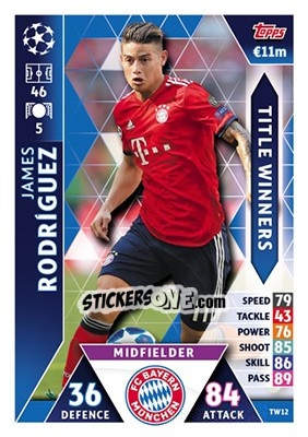 Sticker James Rodriguez - UEFA Champions League 2018-2019. Match Attax n. TW12 - Topps