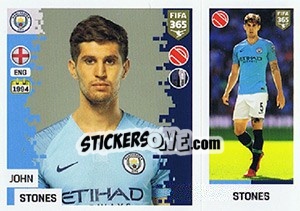 Sticker John Stones - FIFA 365: 2018-2019. Grey backs n. 52 - Panini