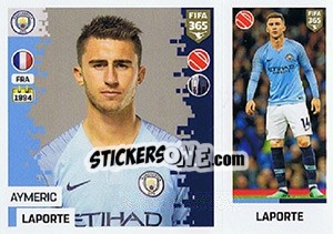 Sticker Aymeric Laporte - FIFA 365: 2018-2019. Grey backs n. 53 - Panini