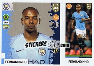 Sticker Fernandinho - FIFA 365: 2018-2019. Grey backs - Panini