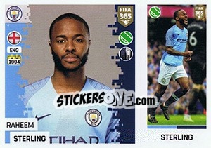 Sticker Raheem Sterling - FIFA 365: 2018-2019. Grey backs - Panini