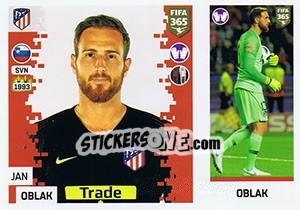 Sticker Jan Oblak - FIFA 365: 2018-2019. Grey backs n. 64 - Panini