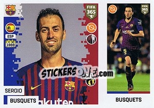 Sticker Sergio Busquets - FIFA 365: 2018-2019. Grey backs - Panini