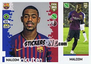 Sticker Malcom - FIFA 365: 2018-2019. Grey backs - Panini