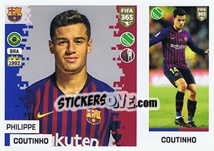 Sticker Philippe Coutinho - FIFA 365: 2018-2019. Grey backs n. 92 - Panini