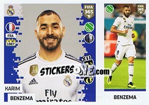 Sticker Karim Benzema - FIFA 365: 2018-2019. Grey backs n. 111 - Panini