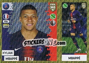 Sticker Kylian Mbappé - FIFA 365: 2018-2019. Grey backs - Panini