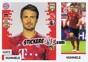 Sticker Mats Hummels - FIFA 365: 2018-2019. Grey backs n. 161 - Panini