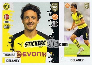 Sticker Thomas Delaney - FIFA 365: 2018-2019. Grey backs n. 185 - Panini