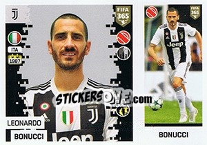 Sticker Leonardo Bonucci - FIFA 365: 2018-2019. Grey backs - Panini