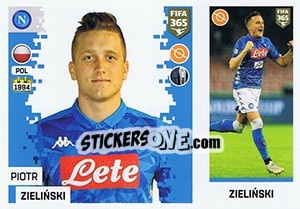 Sticker Piotr Zieliński - FIFA 365: 2018-2019. Grey backs n. 250 - Panini
