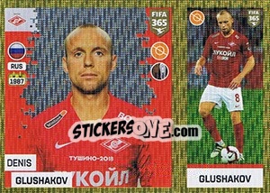Sticker Denis Glushakov - FIFA 365: 2018-2019. Grey backs n. 297 - Panini