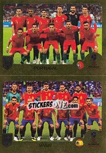 Sticker Portugal / Spain - FIFA 365: 2018-2019. Grey backs - Panini