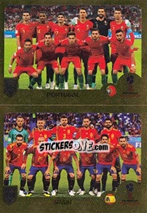 Sticker Portugal / Spain - FIFA 365: 2018-2019. Grey backs n. 402 - Panini