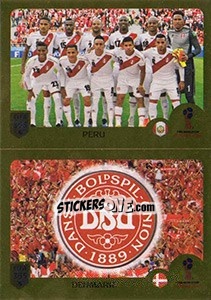 Sticker Peru / Denmark - FIFA 365: 2018-2019. Grey backs - Panini