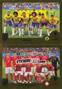 Sticker Brazil / Switzerland - FIFA 365: 2018-2019. Grey backs - Panini
