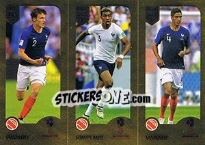 Sticker Pavard / Kimpembe / Varane - FIFA 365: 2018-2019. Grey backs - Panini