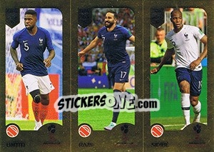 Sticker Umtiti / Adil Rami / Sidibe - FIFA 365: 2018-2019. Grey backs n. 428 - Panini