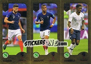 Sticker Giroud / Mbappé / Ousmane Dembélé - FIFA 365: 2018-2019. Grey backs - Panini