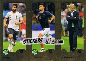 Cromo Fekir / Thauvin / Deschamps - FIFA 365: 2018-2019. Grey backs - Panini