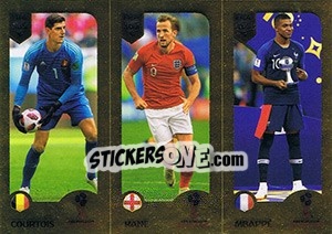Sticker Courtois / Harry Kane / Mbappé - FIFA 365: 2018-2019. Grey backs n. 437 - Panini
