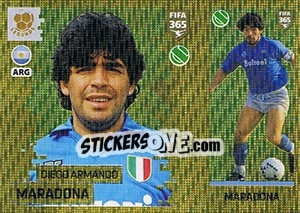 Sticker Diego Armando Maradona - FIFA 365: 2018-2019. Grey backs n. 463 - Panini