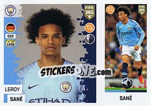Sticker Leroy Sane - FIFA 365: 2018-2019. Blue backs n. 37 - Panini