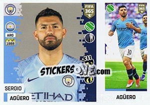 Sticker Sergio Agüero - FIFA 365: 2018-2019. Blue backs n. 40 - Panini