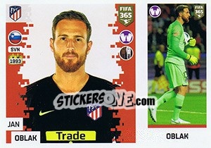 Sticker Jan Oblak - FIFA 365: 2018-2019. Blue backs n. 42 - Panini