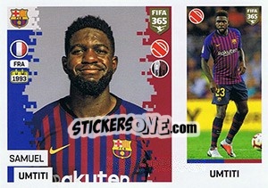 Sticker Samuel Umtiti - FIFA 365: 2018-2019. Blue backs - Panini