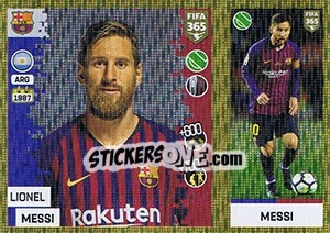 Sticker Lionel Messi - FIFA 365: 2018-2019. Blue backs n. 72 - Panini