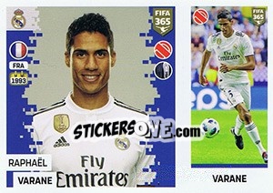 Sticker Raphaël Varane - FIFA 365: 2018-2019. Blue backs - Panini