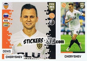 Sticker Denis Cheryshev - FIFA 365: 2018-2019. Blue backs n. 100 - Panini